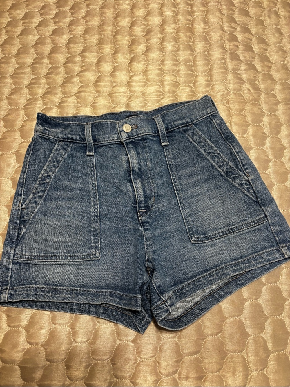 J.Crew High Rise Denim Shorts 25 Blue Patch Pocket Re-Imagined Cotton
